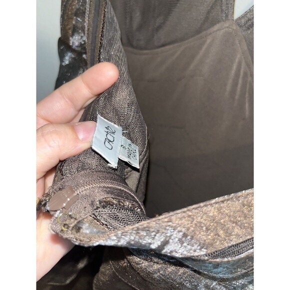 Cache Brown Dress Size 8 Layered Cocktail Metallic copper  Halter - Picture 4 of 7